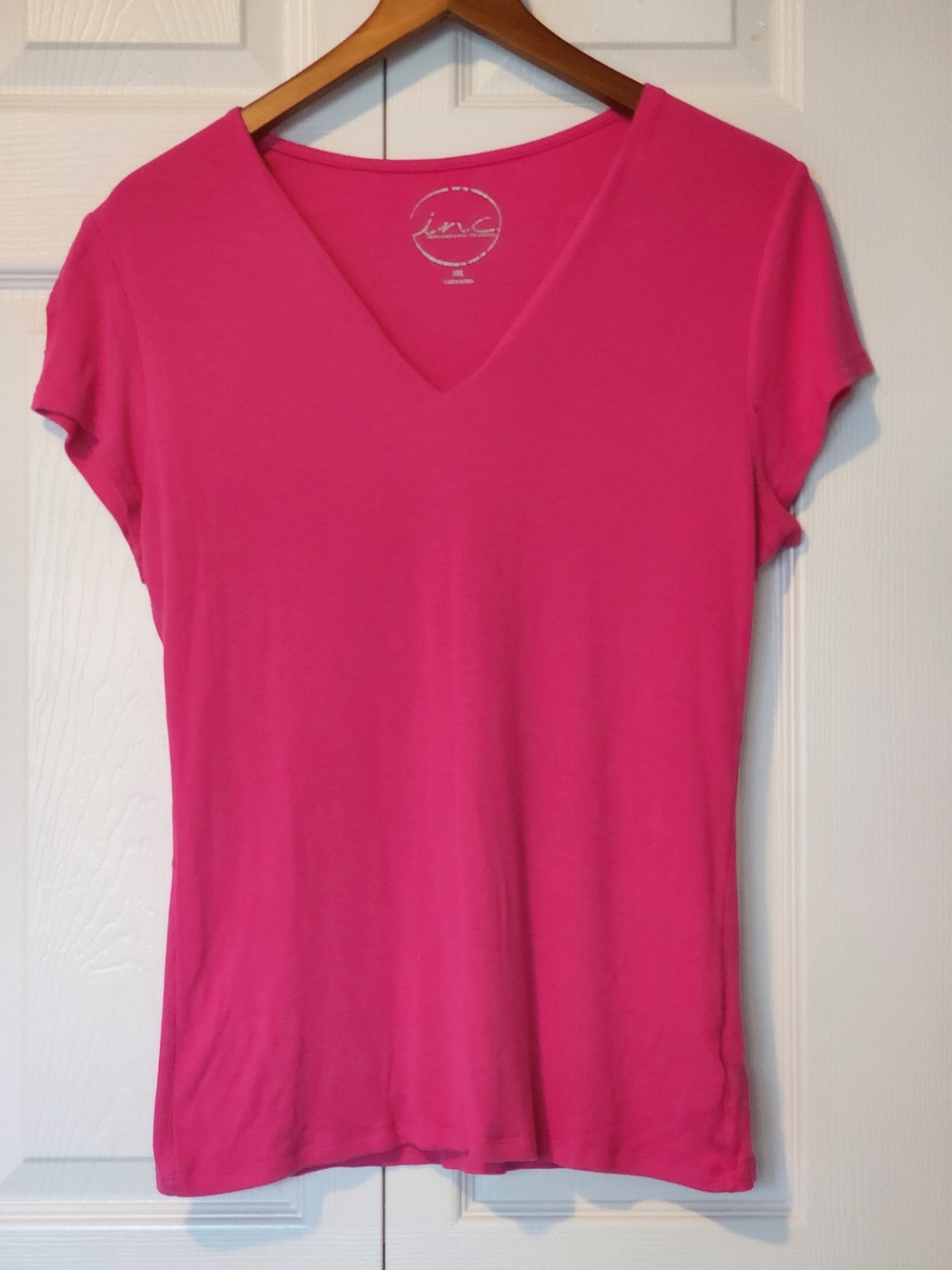 INC International Concepts Fuchsia V-Neck Ribbed Tee Size XXL - Picture 4 of 10